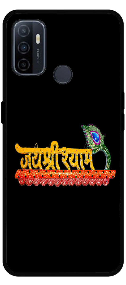 Jai Shree Shyam Unbreakable Metal Back Case Mobile Cover with 4 Side Protection and Soft TPU Sides for Oppo A53