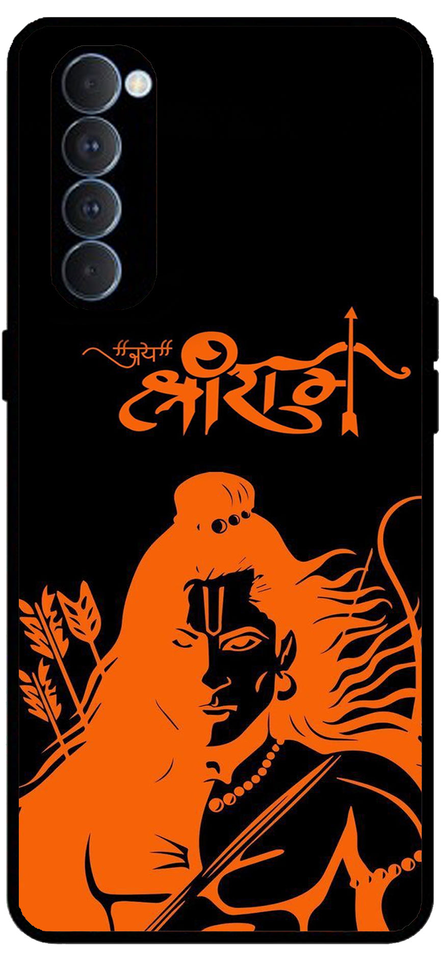 Jai Shree Ram Unbreakable Metal Back Case Mobile Cover with 4 Side Protection and Soft TPU Sides for RENO4 PRO