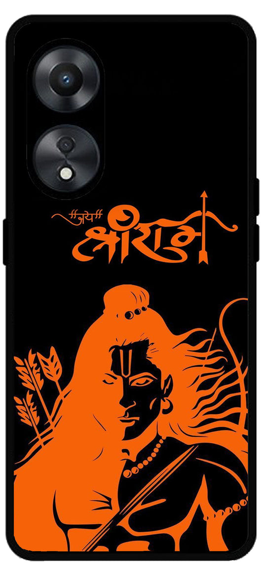 Jai Shree Ram Unbreakable Metal Back Case Mobile Cover with 4 Side Protection and Soft TPU Sides for Oppo a78 5g