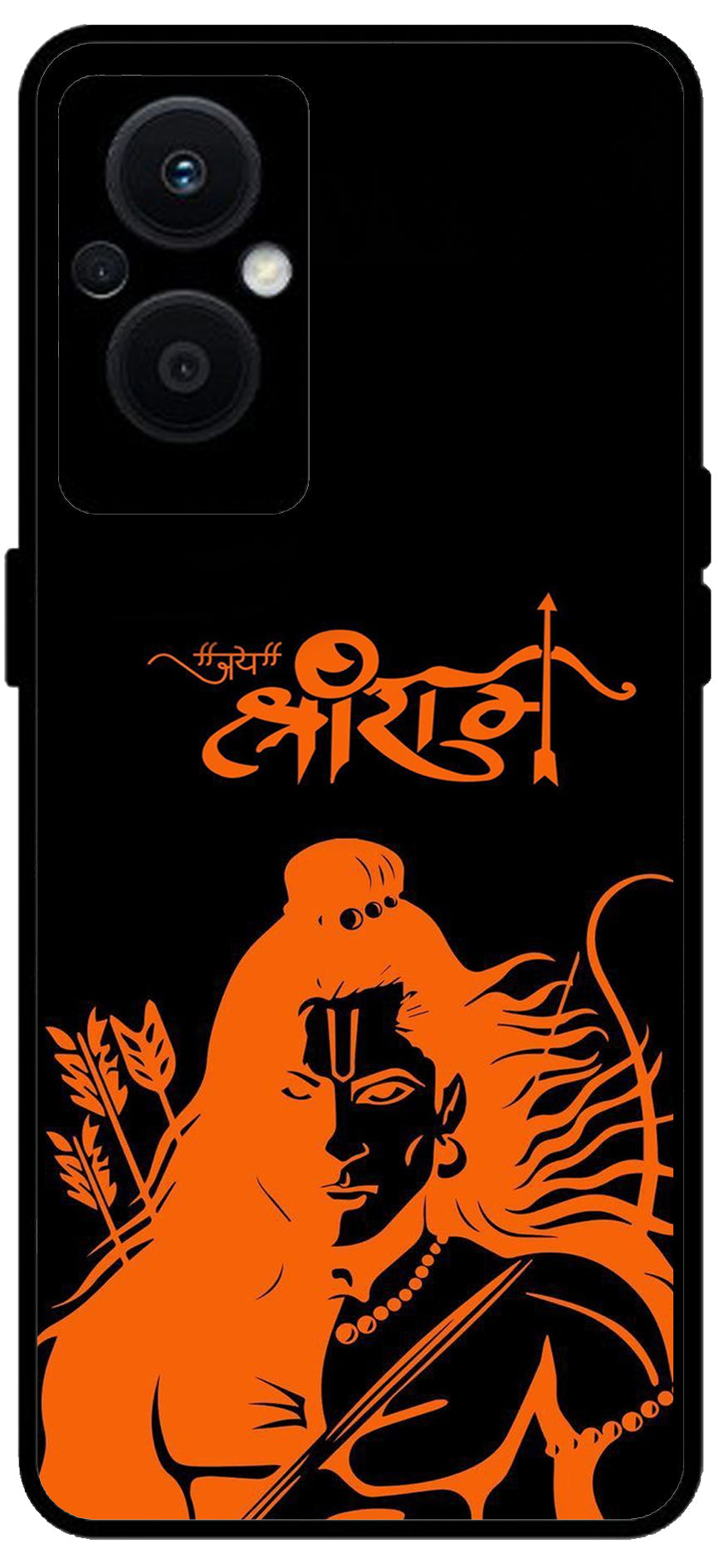 Jai Shree Ram Unbreakable Metal Back Case Mobile Cover with 4 Side Protection and Soft TPU Sides for OPPO F21 PRO 5G