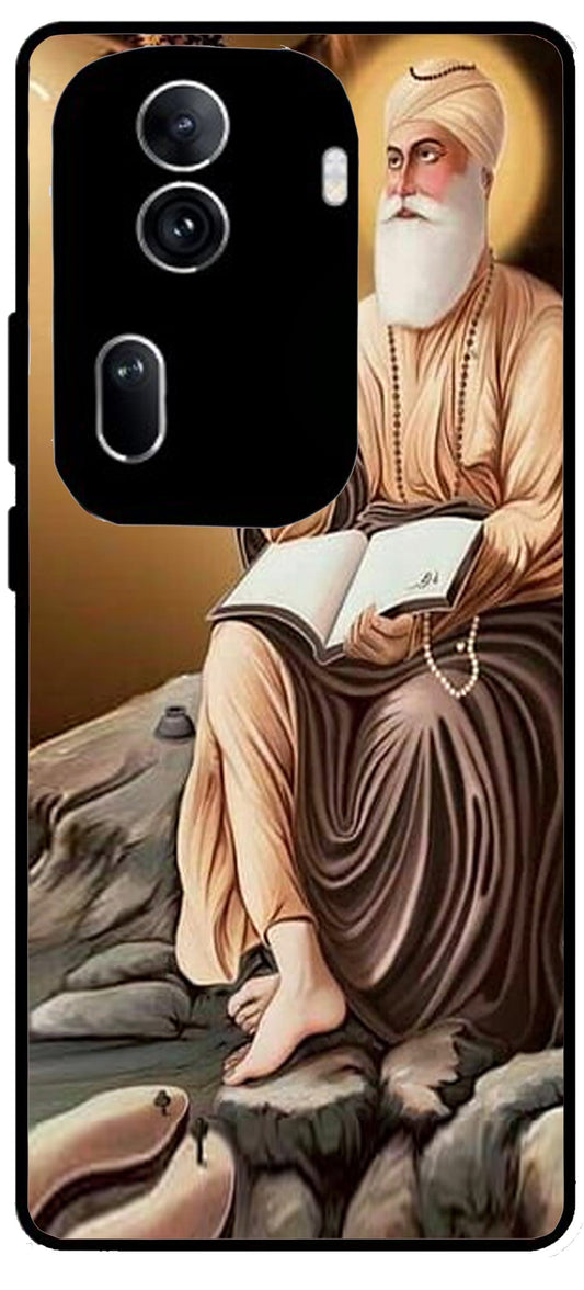 Guru Nanak Dev Ji Sitting Under Tree Unbreakable Metal Back Case Mobile Cover with 4 Side Protection and Soft TPU Sides for Oppo Reno 11 pro