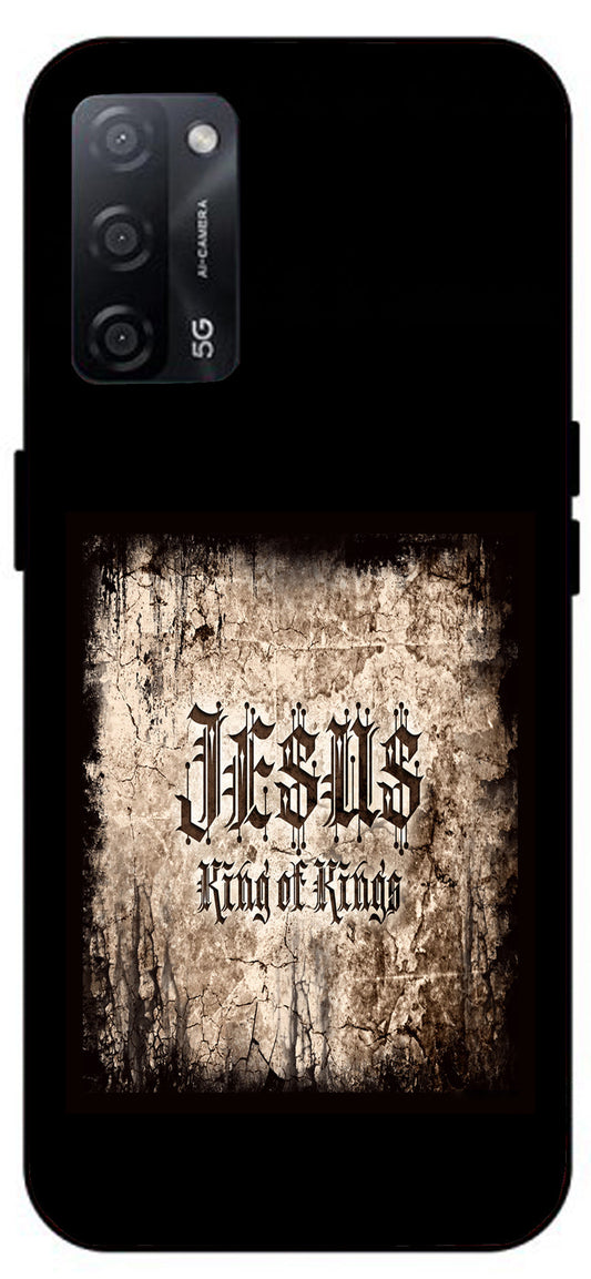 Jesus King of Kings Unbreakable Metal Back Case Mobile Cover with 4 Side Protection and Soft TPU Sides for Oppo A53s 5G