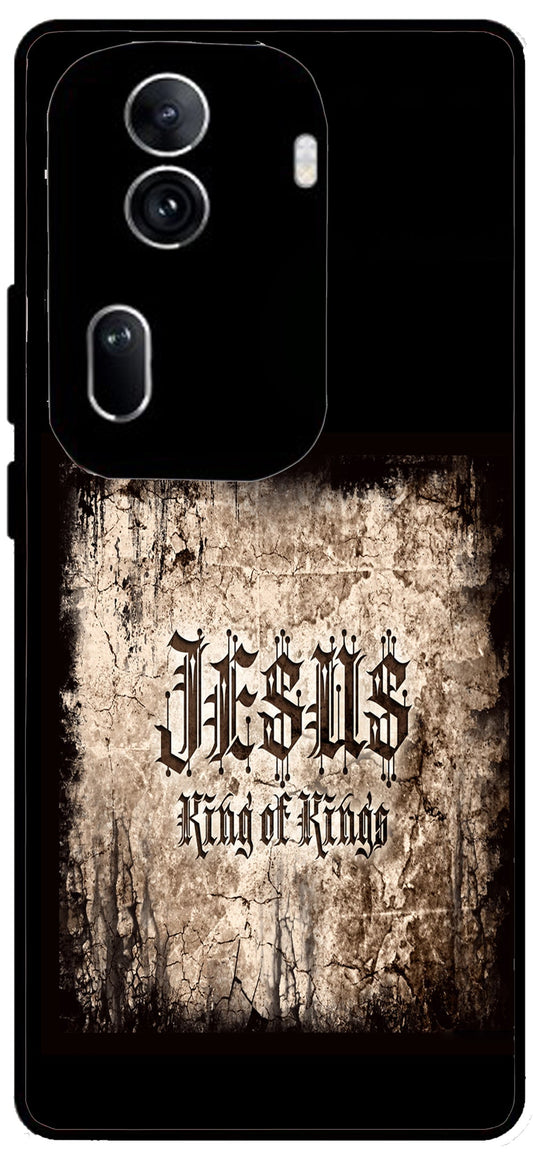 Jesus King of Kings Unbreakable Metal Back Case Mobile Cover with 4 Side Protection and Soft TPU Sides for Oppo Reno 11 pro