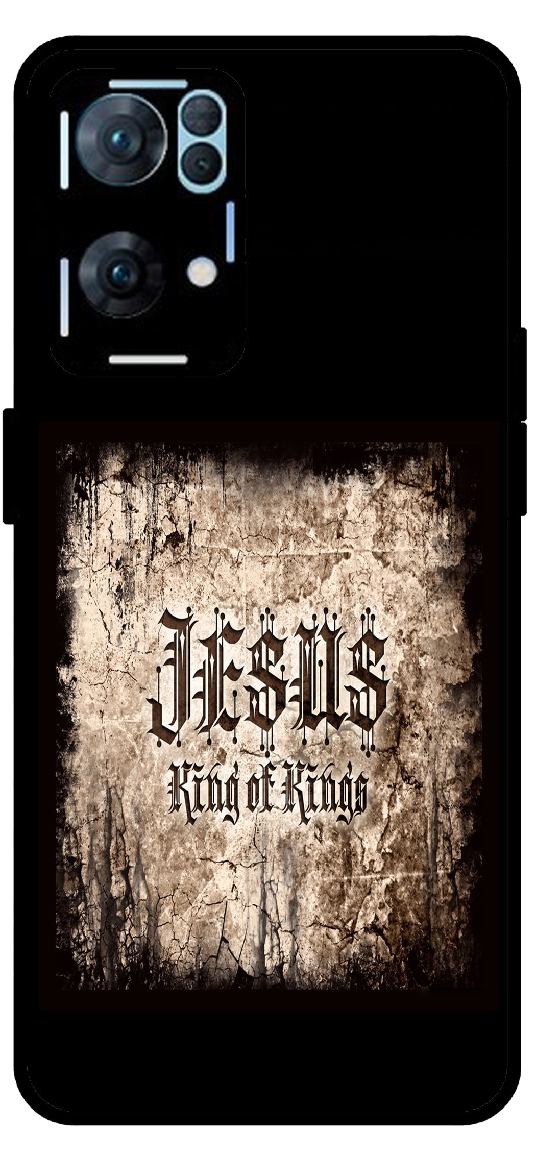 Jesus King of Kings Unbreakable Metal Back Case Mobile Cover with 4 Side Protection and Soft TPU Sides for Oppo Reno 7 Pro 5G