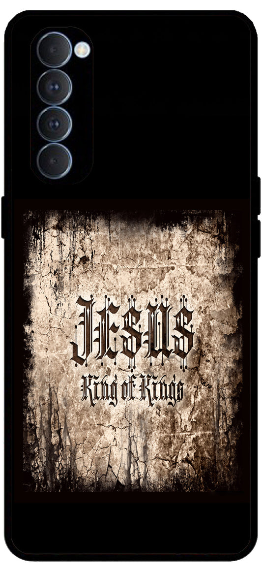 Jesus King of Kings Unbreakable Metal Back Case Mobile Cover with 4 Side Protection and Soft TPU Sides for RENO4 PRO