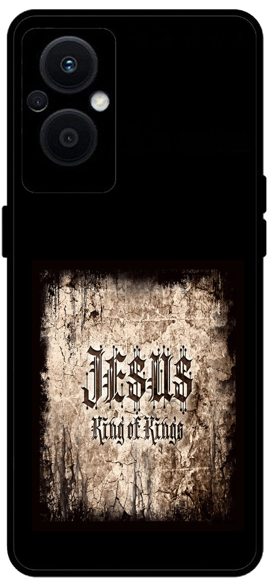 Jesus King of Kings Unbreakable Metal Back Case Mobile Cover with 4 Side Protection and Soft TPU Sides for OPPO F21 PRO 5G