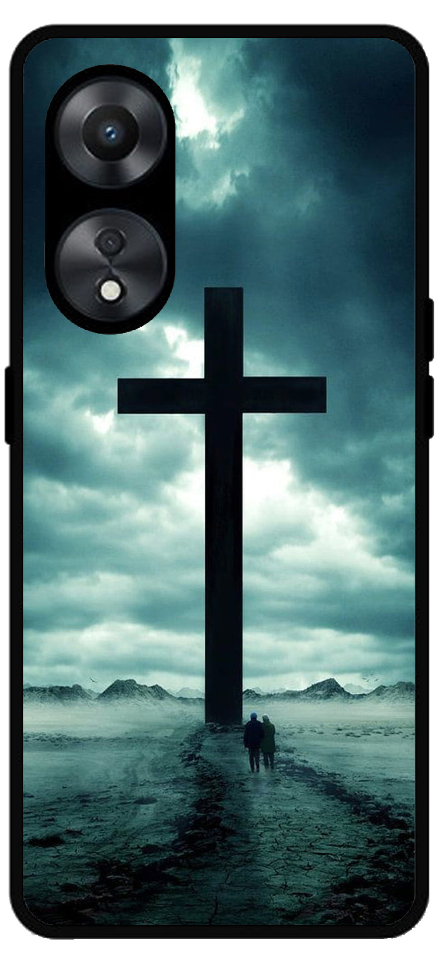 Jesus Cross Symbol Unbreakable Metal Back Case Mobile Cover with 4 Side Protection and Soft TPU Sides for Oppo a78 5g