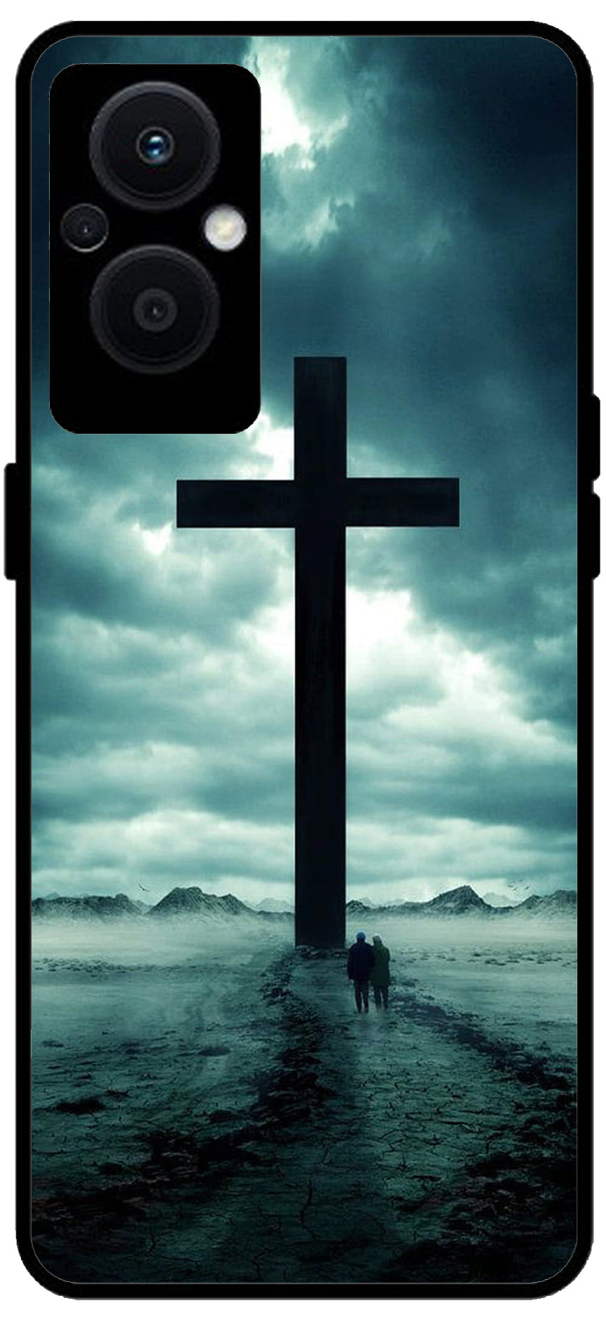 Jesus Cross Symbol Unbreakable Metal Back Case Mobile Cover with 4 Side Protection and Soft TPU Sides for OPPO F21 PRO 5G