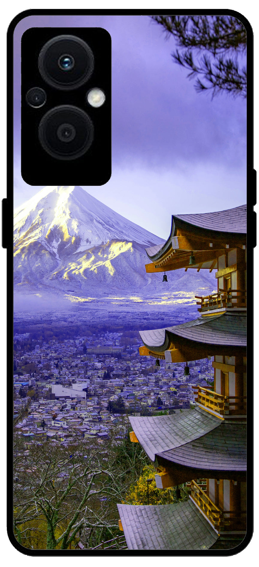 Nature Lover Mountains Unbreakable Metal Back Case Mobile Cover with 4 Side Protection and Soft TPU Sides for OPPO F21 PRO 5G