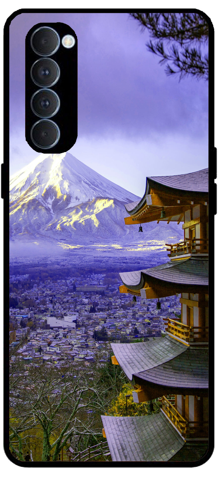 Nature Lover Mountains Unbreakable Metal Back Case Mobile Cover with 4 Side Protection and Soft TPU Sides for RENO4 PRO