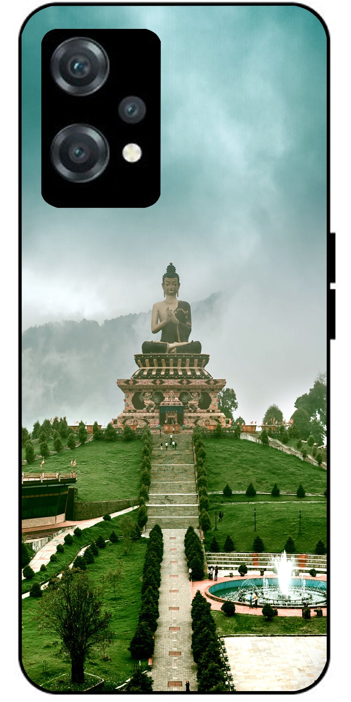 Lord Buddha Temple Printed Unbreakable Metal Back Case Mobile Cover with 4 Side Protection and Soft TPU Sides for oneplus nord ce 2 lite 5g