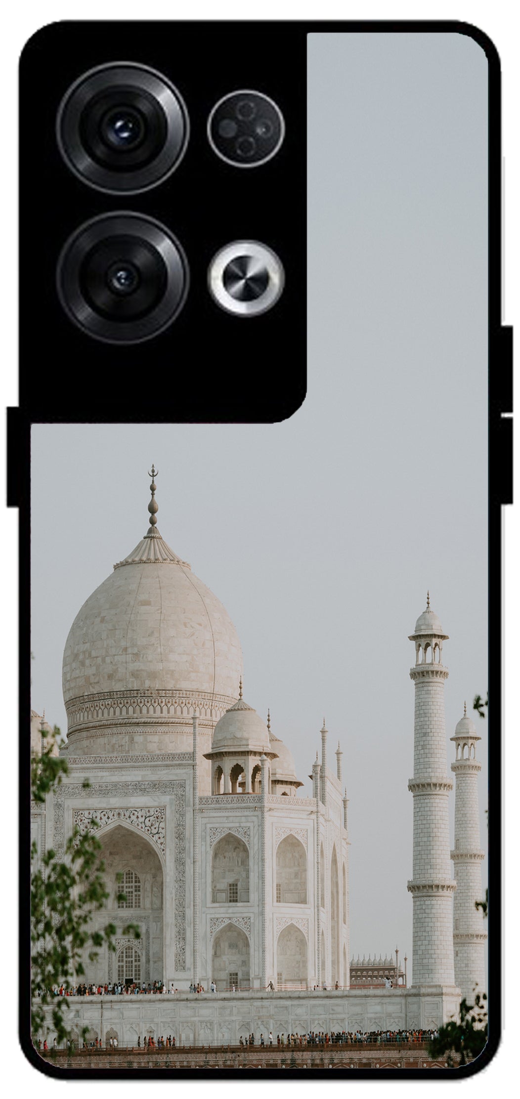 Taj Mahal Printed Unbreakable Metal Back Case Mobile Cover with 4 Side Protection and Soft TPU Sides for Oppo Reno 8 Pro 5G 2D