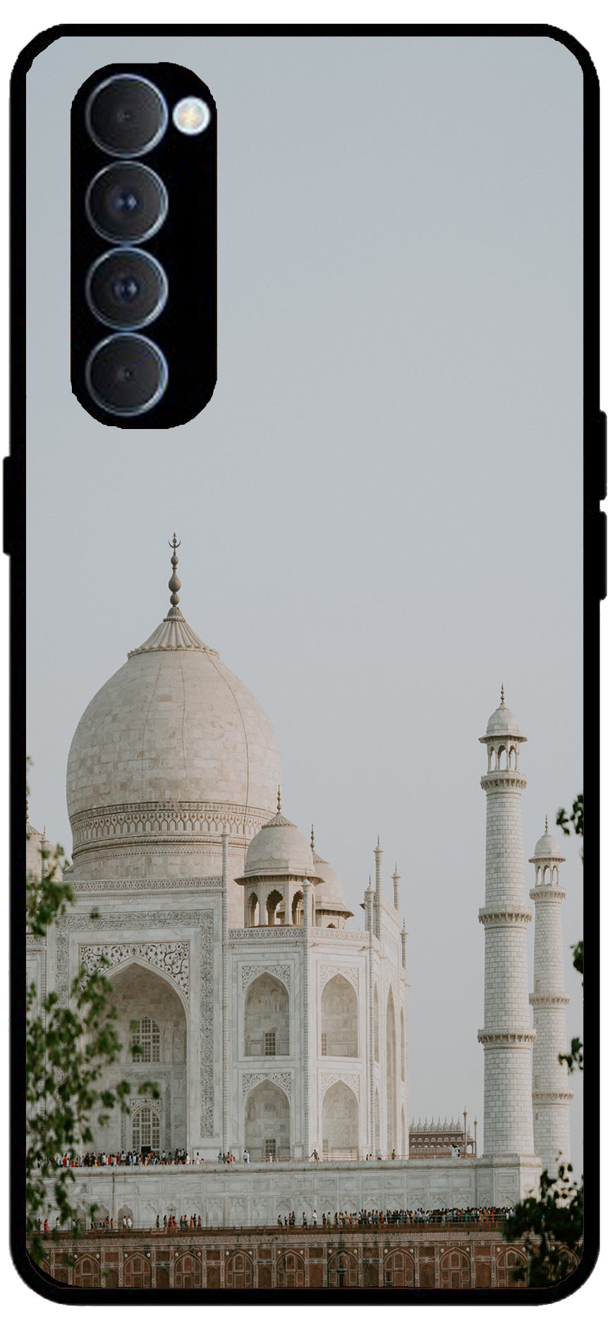 Taj Mahal Printed Unbreakable Metal Back Case Mobile Cover with 4 Side Protection and Soft TPU Sides for Oppo Reno pro