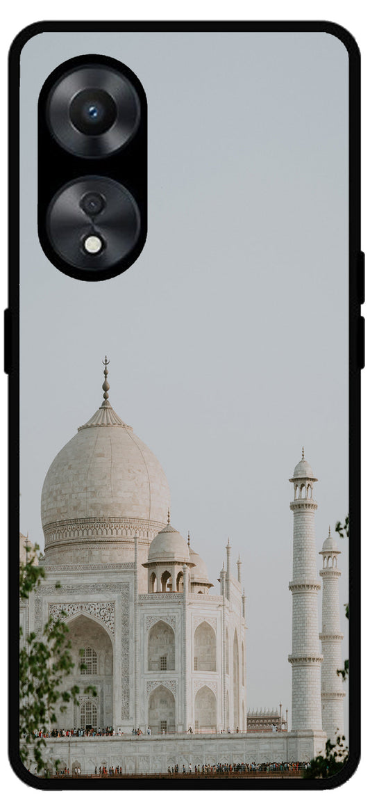 Taj Mahal Printed Unbreakable Metal Back Case Mobile Cover with 4 Side Protection and Soft TPU Sides for Oppo a78 5g