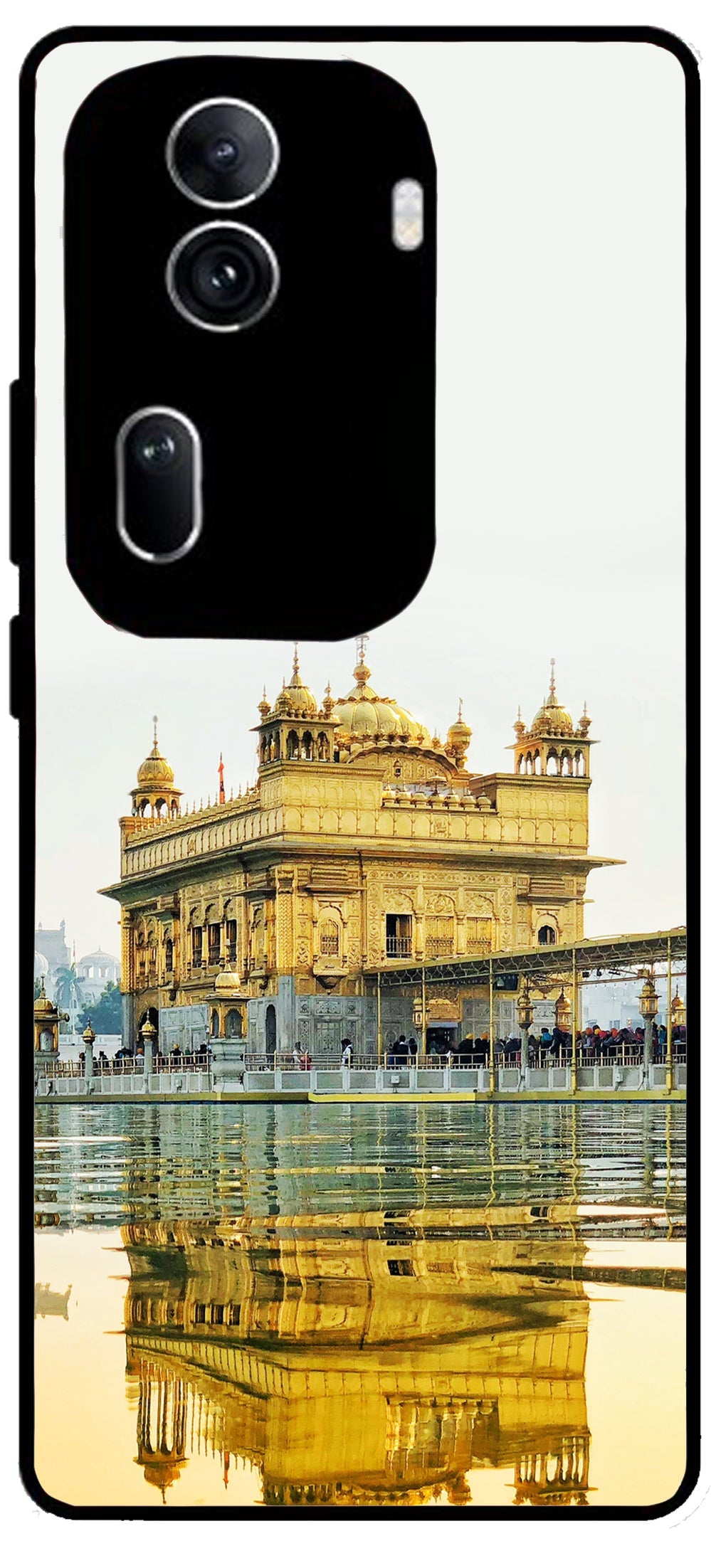 Golden Temple Gurudwara Printed Unbreakable Metal Back Case Mobile Cover with 4 Side Protection and Soft TPU Sides for Oppo Reno 11 pro