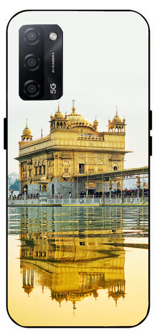 Golden Temple Gurudwara Printed Unbreakable Metal Back Case Mobile Cover with 4 Side Protection and Soft TPU Sides for Oppo A53s 5G