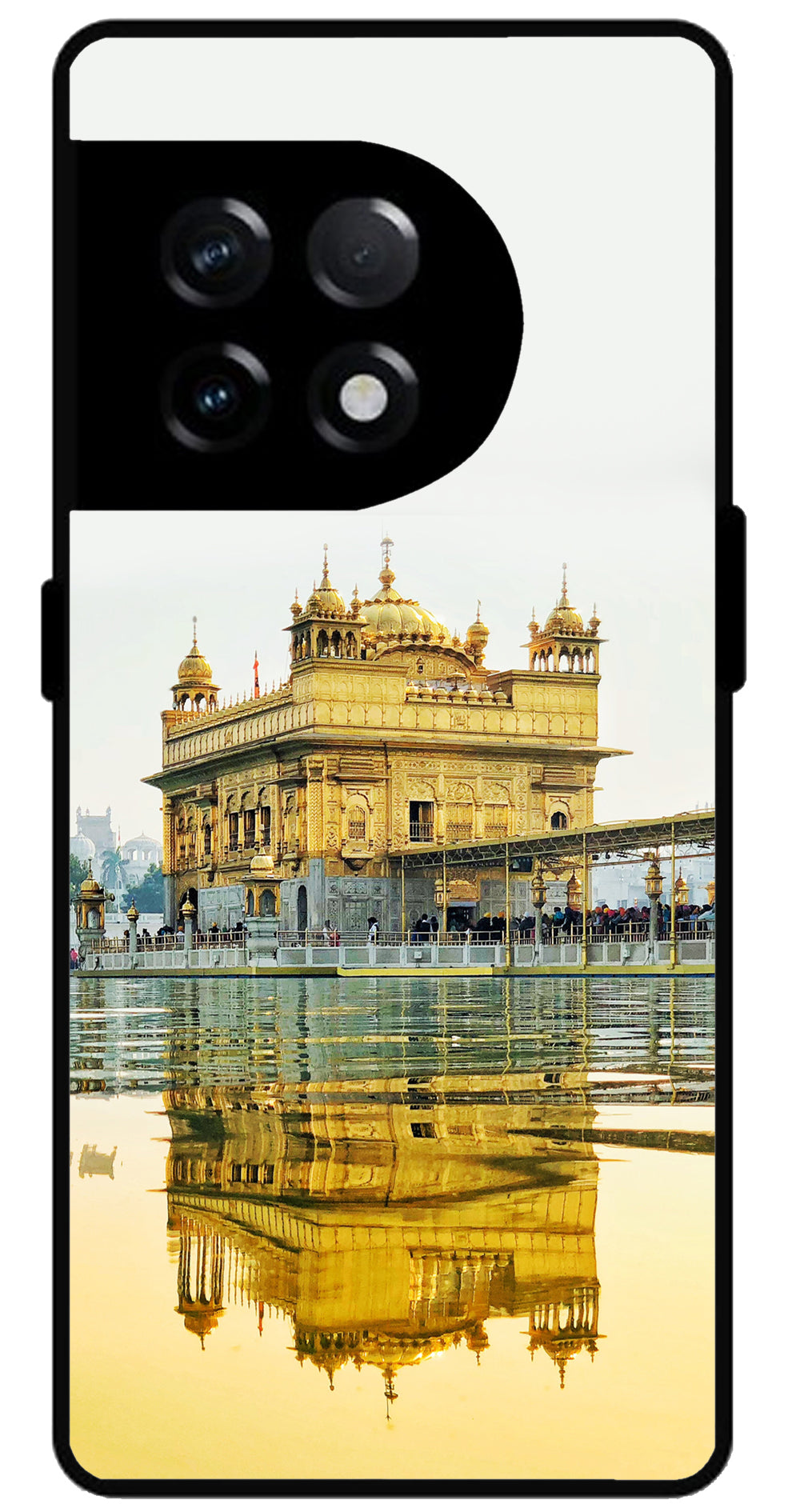 Golden Temple Gurudwara Printed Unbreakable Metal Back Case Mobile Cover with 4 Side Protection and Soft TPU Sides for OnePlus 11R