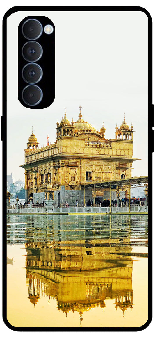 Golden Temple Gurudwara Printed Unbreakable Metal Back Case Mobile Cover with 4 Side Protection and Soft TPU Sides for Oppo Reno pro