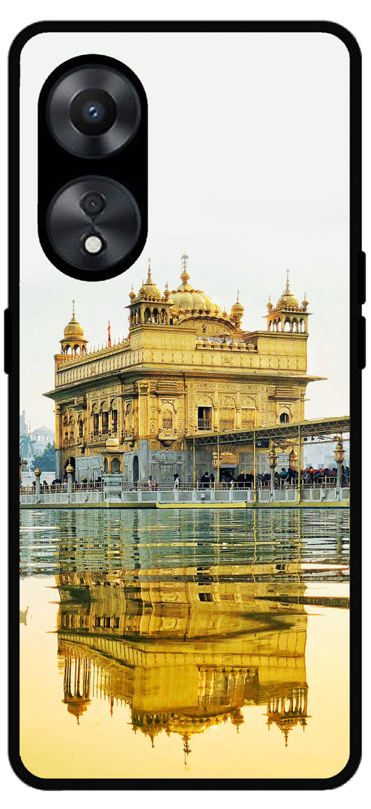 Golden Temple Gurudwara Printed Unbreakable Metal Back Case Mobile Cover with 4 Side Protection and Soft TPU Sides for Oppo a78 5g