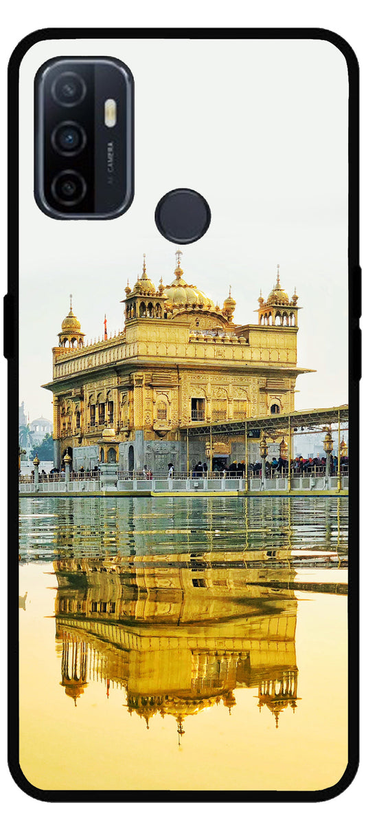 Golden Temple Gurudwara Printed Unbreakable Metal Back Case Mobile Cover with 4 Side Protection and Soft TPU Sides for Oppo A53