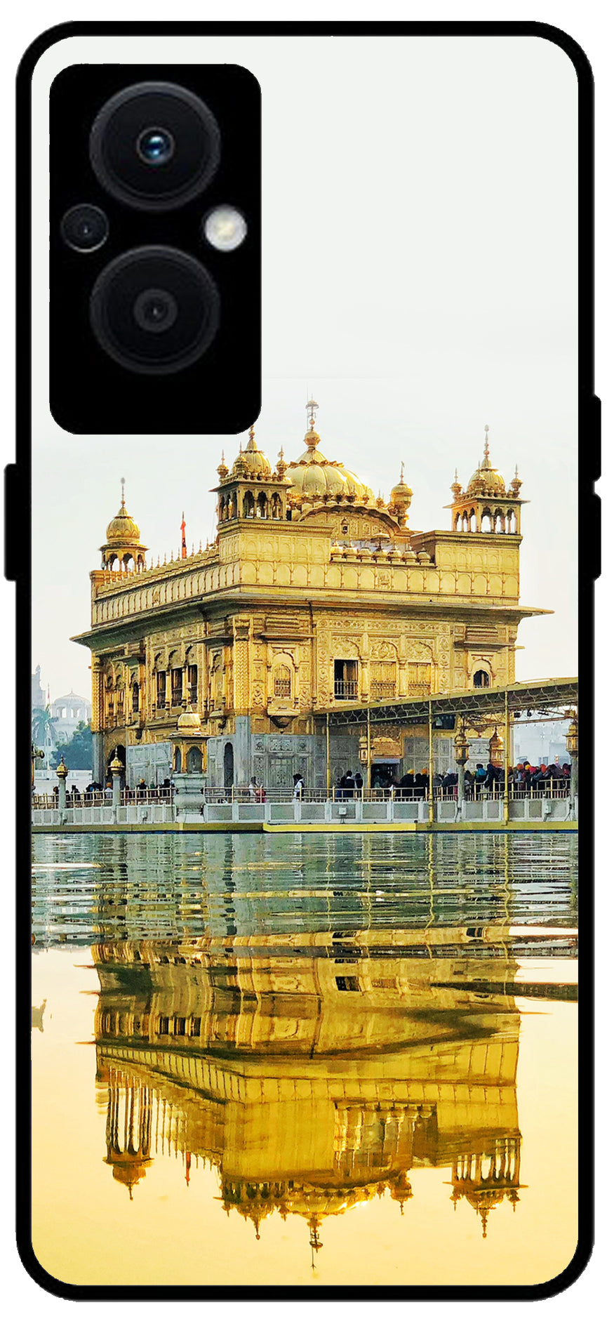 Golden Temple Gurudwara Printed Unbreakable Metal Back Case Mobile Cover with 4 Side Protection and Soft TPU Sides for OPPO F21 PRO 5G