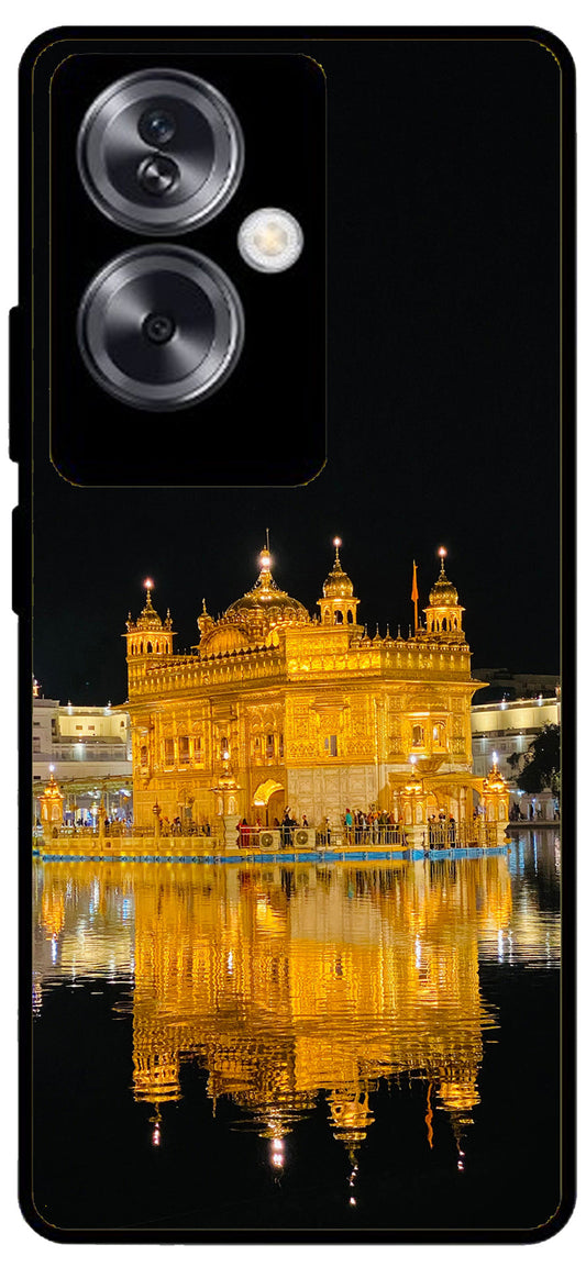 Golden Temple Night Printed Unbreakable Metal Back Case Mobile Cover with 4 Side Protection and Soft TPU Sides for Oppo A79 NEW