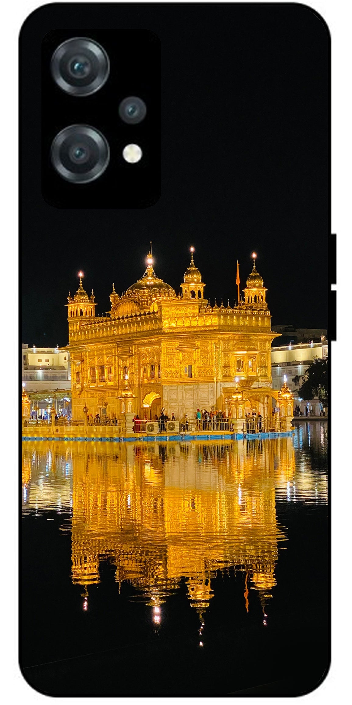 Golden Temple Night Printed Unbreakable Metal Back Case Mobile Cover with 4 Side Protection and Soft TPU Sides for oneplus nord ce 2 lite 5g