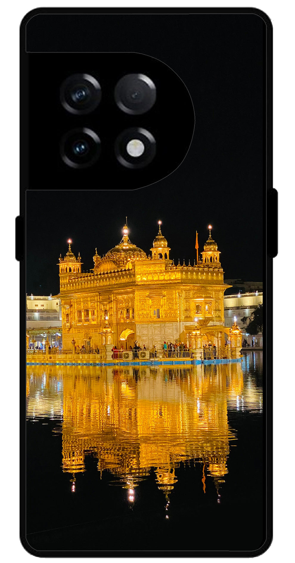 Golden Temple Night Printed Unbreakable Metal Back Case Mobile Cover with 4 Side Protection and Soft TPU Sides for OnePlus 11R