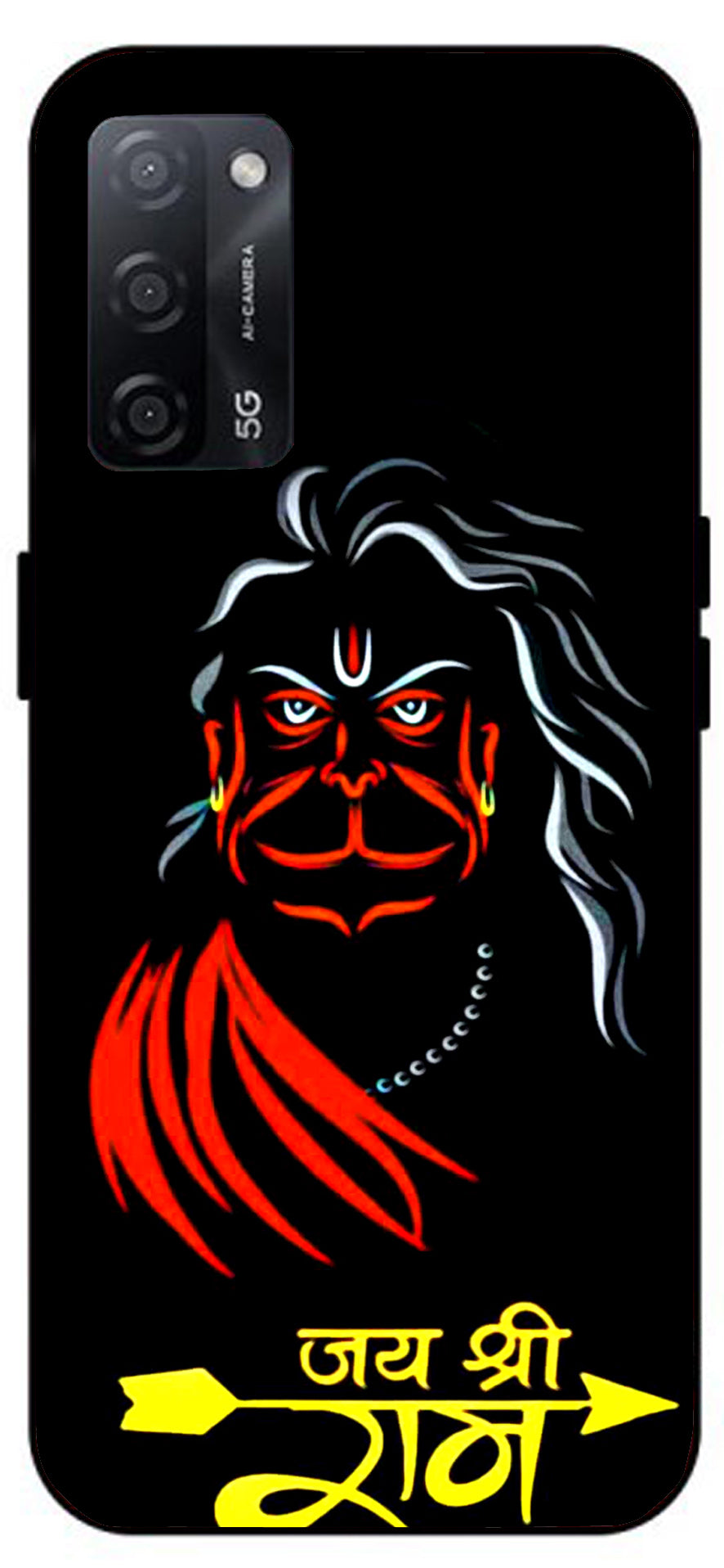 Jai Shree Ram Unbreakable Metal Back Case Mobile Cover with 4 Side Protection and Soft TPU Sides for Oppo A53s 5G