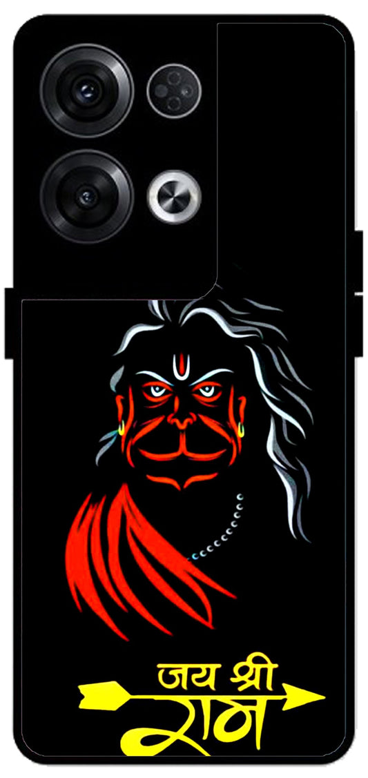 Jai Shree Ram Unbreakable Metal Back Case Mobile Cover with 4 Side Protection and Soft TPU Sides for Oppo Reno 8 Pro 5G 2D