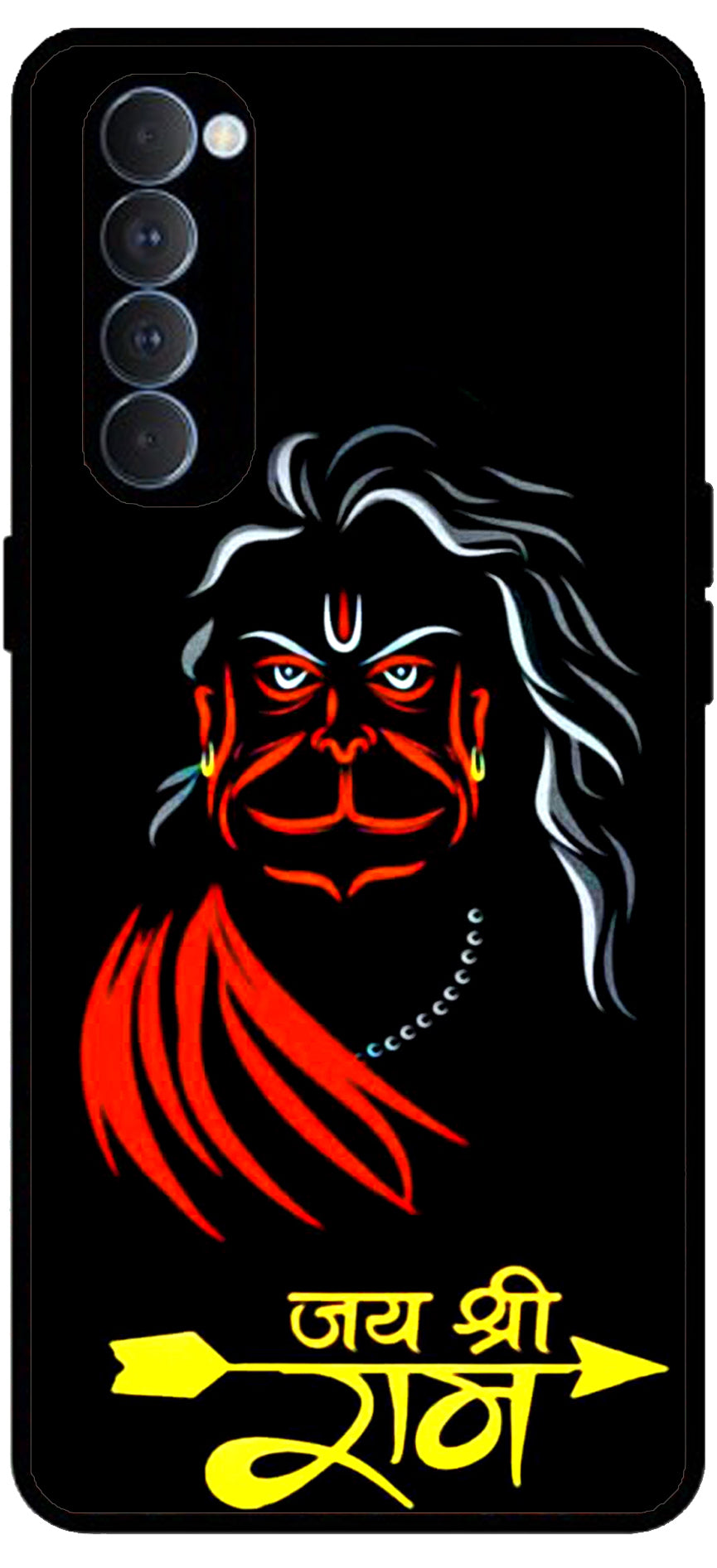 Jai Shree Ram Unbreakable Metal Back Case Mobile Cover with 4 Side Protection and Soft TPU Sides for RENO4 PRO