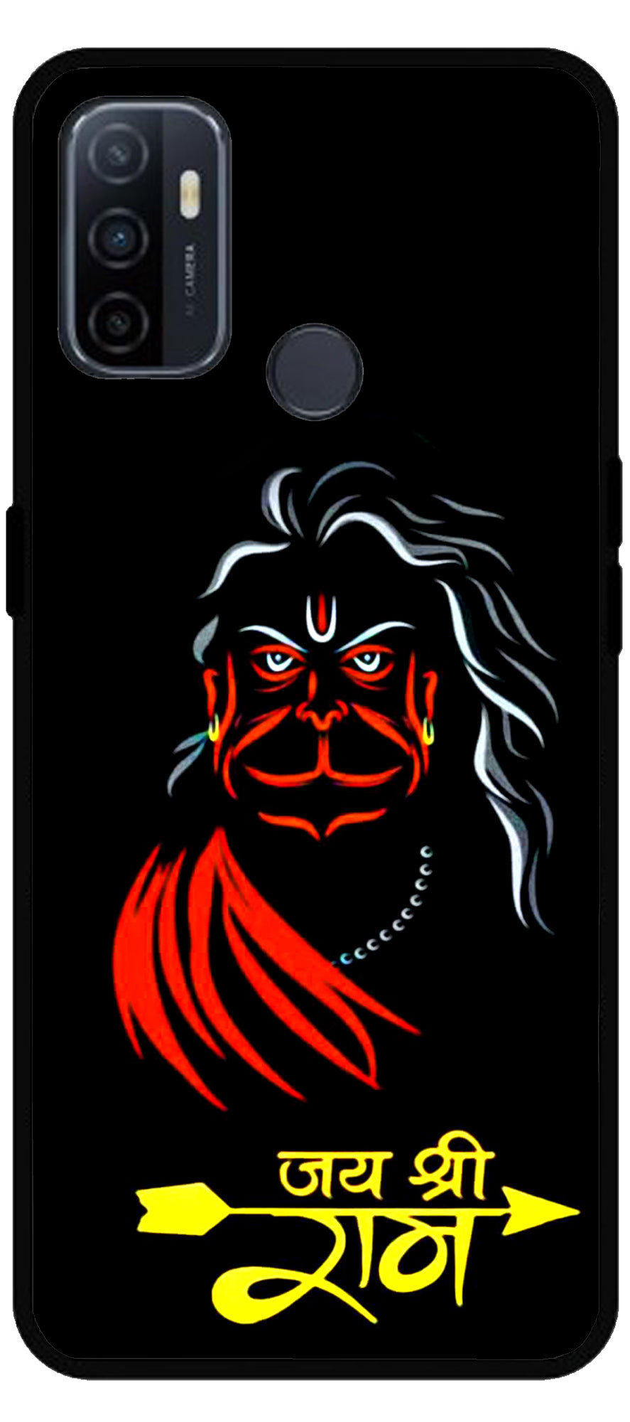 Jai Shree Ram Unbreakable Metal Back Case Mobile Cover with 4 Side Protection and Soft TPU Sides for Oppo A53