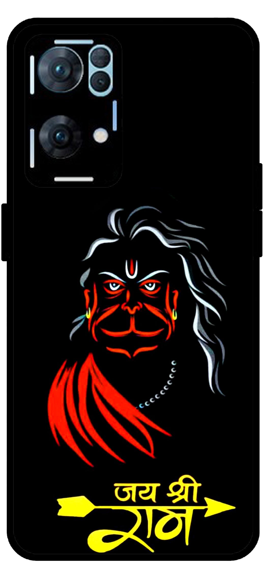 Jai Shree Ram Unbreakable Metal Back Case Mobile Cover with 4 Side Protection and Soft TPU Sides for Oppo Reno 7 Pro 5G