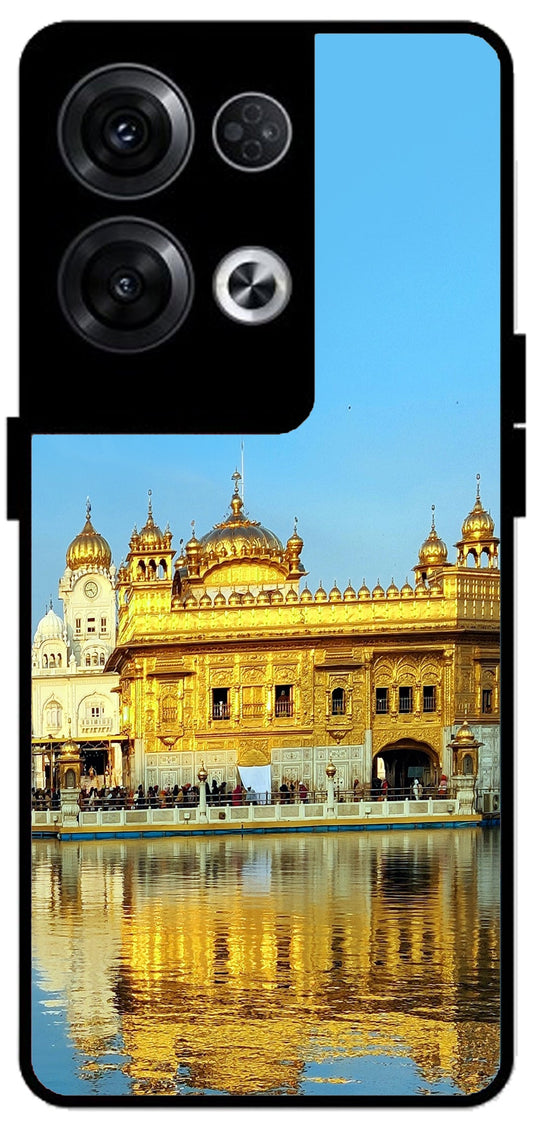 Swarn Mandir Golden Temple Printed Unbreakable Metal Back Case Mobile Cover with 4 Side Protection and Soft TPU Sides for Oppo Reno 8 Pro 5G 2D