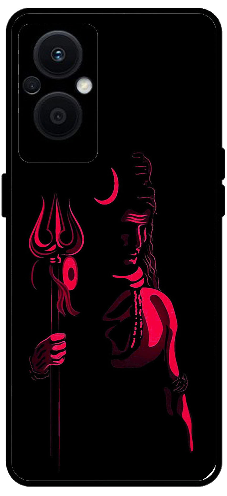 Lord Shiva Unbreakable Metal Back Case Mobile Cover with 4 Side Protection and Soft TPU Sides for OPPO F21 PRO 5G