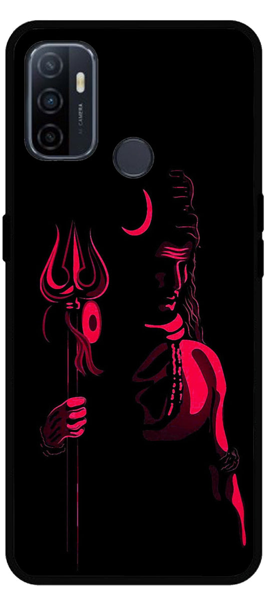 Lord Shiva Unbreakable Metal Back Case Mobile Cover with 4 Side Protection and Soft TPU Sides for Oppo A53