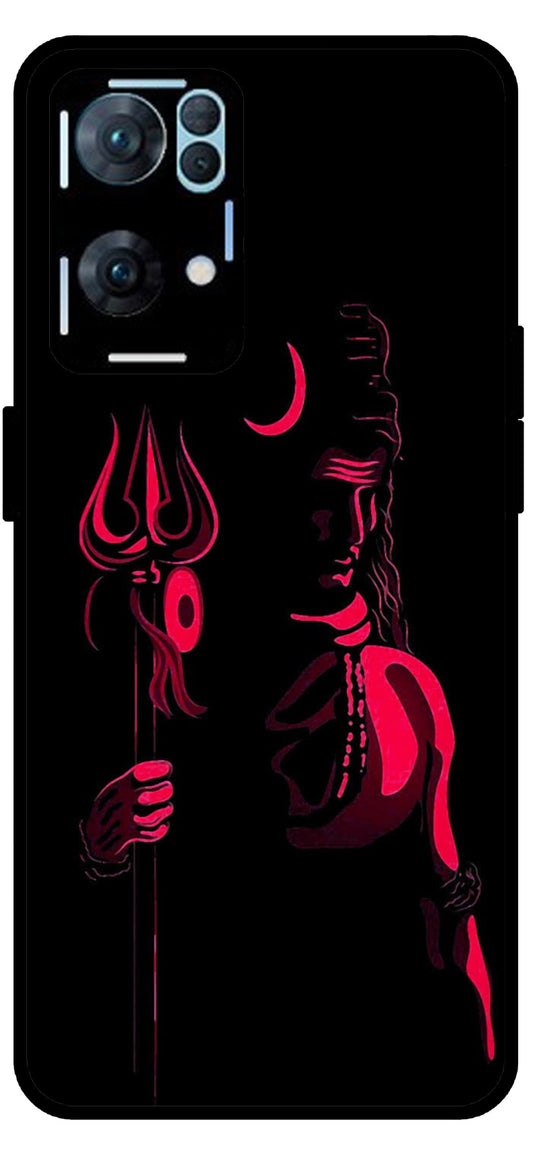 Lord Shiva Unbreakable Metal Back Case Mobile Cover with 4 Side Protection and Soft TPU Sides for Oppo Reno 7 Pro 5G