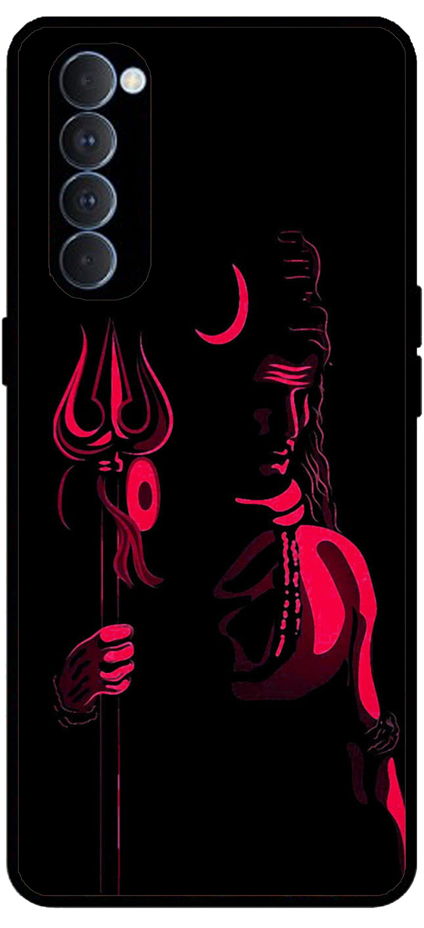 Lord Shiva Unbreakable Metal Back Case Mobile Cover with 4 Side Protection and Soft TPU Sides for RENO4 PRO