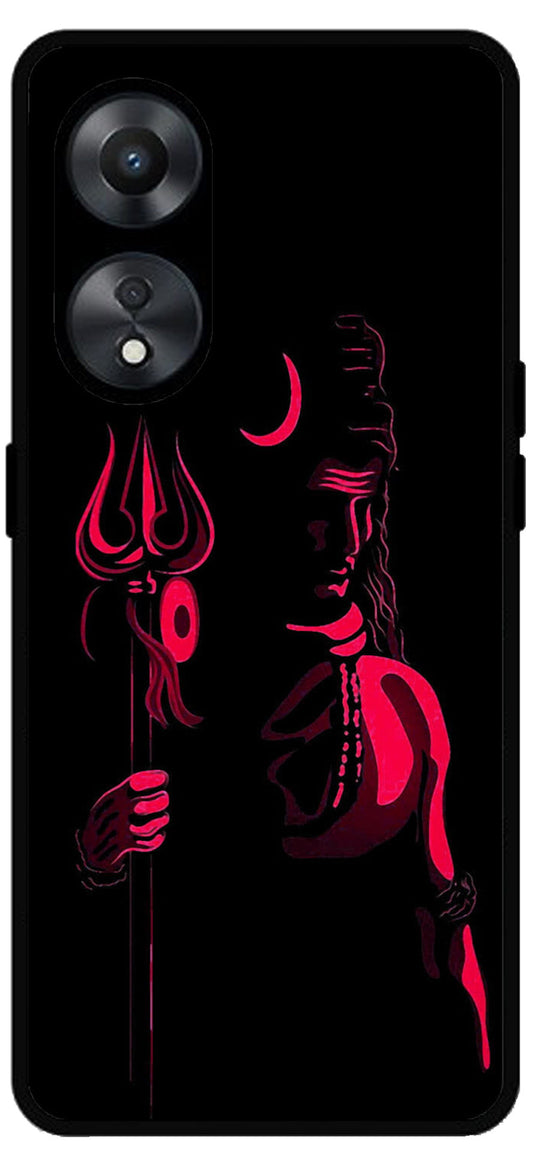 Lord Shiva Unbreakable Metal Back Case Mobile Cover with 4 Side Protection and Soft TPU Sides for Oppo a78 5g