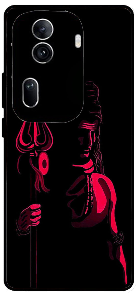 Lord Shiva Unbreakable Metal Back Case Mobile Cover with 4 Side Protection and Soft TPU Sides for Oppo Reno 11 pro