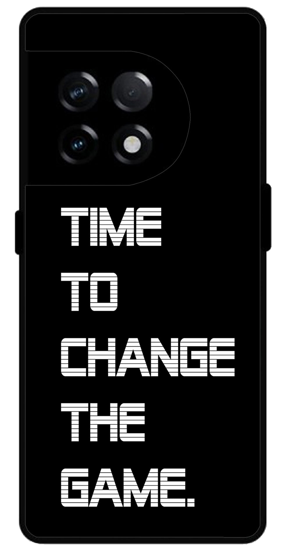 Time to Change The Game Unbreakable Metal Back Case Mobile Cover with 4 Side Protection and Soft TPU Sides for OnePlus 11R