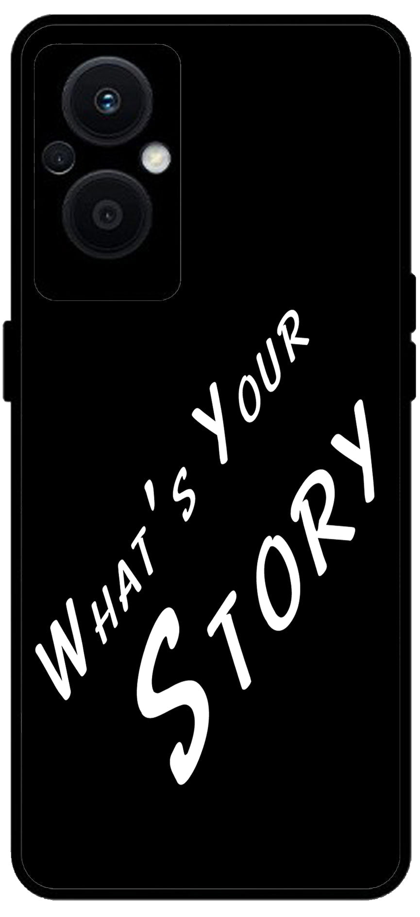 Whats Your Story Unbreakable Metal Back Case Mobile Cover with 4 Side Protection and Soft TPU Sides for OPPO F21 PRO 5G