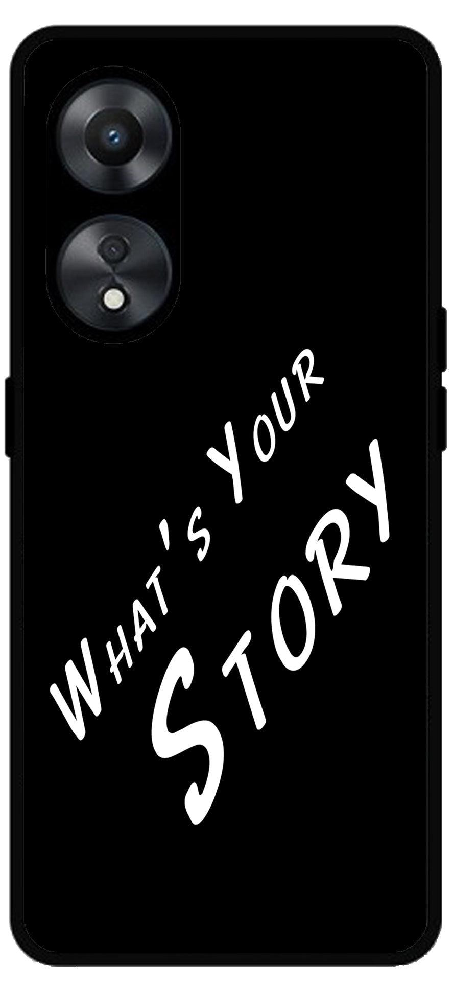 Whats Your Story Unbreakable Metal Back Case Mobile Cover with 4 Side Protection and Soft TPU Sides for Oppo a78 5g