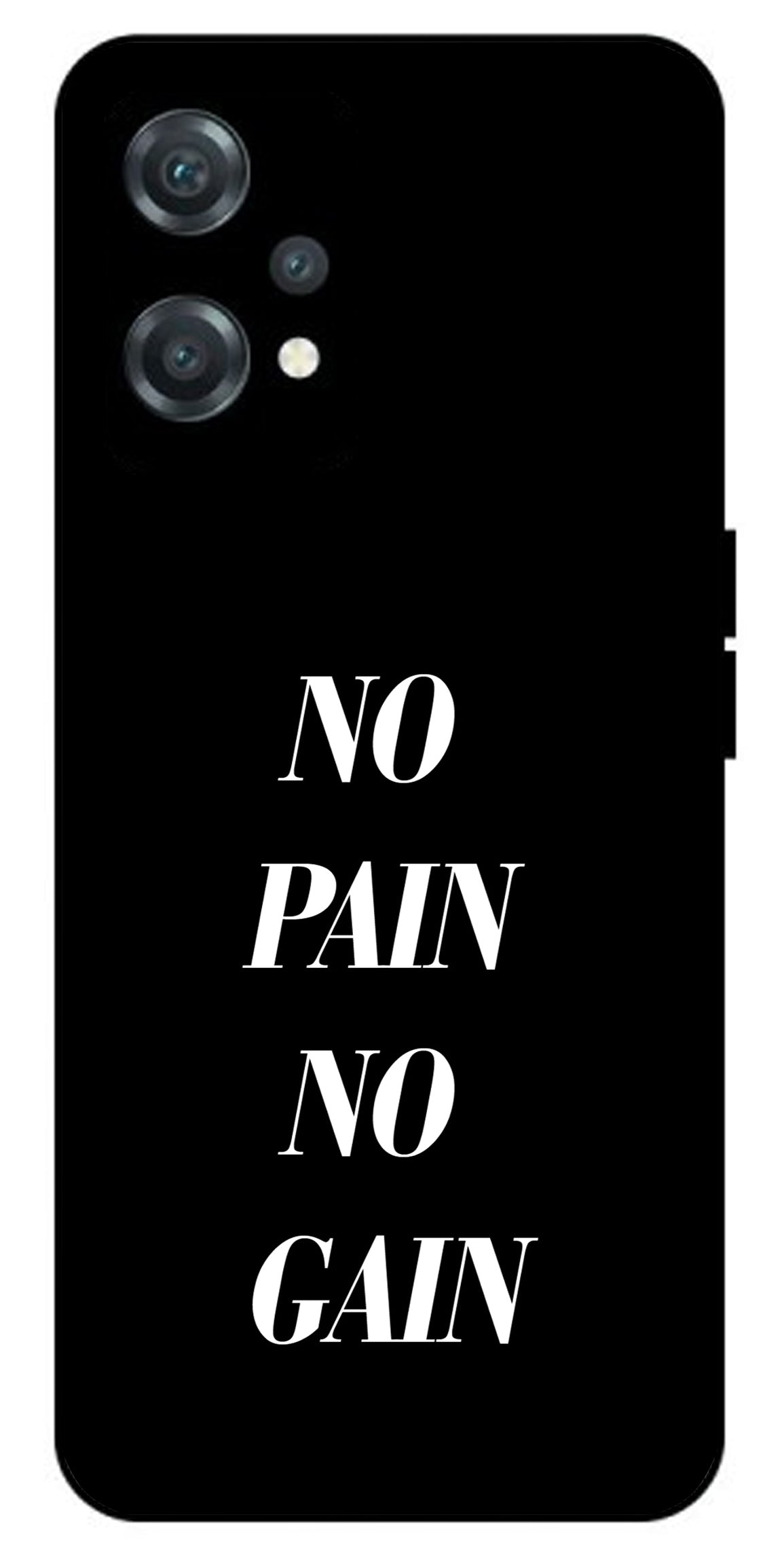 No Pain No Gain Unbreakable Metal Back Case Mobile Cover with 4 Side Protection and Soft TPU Sides for oneplus nord ce 2 lite 5g