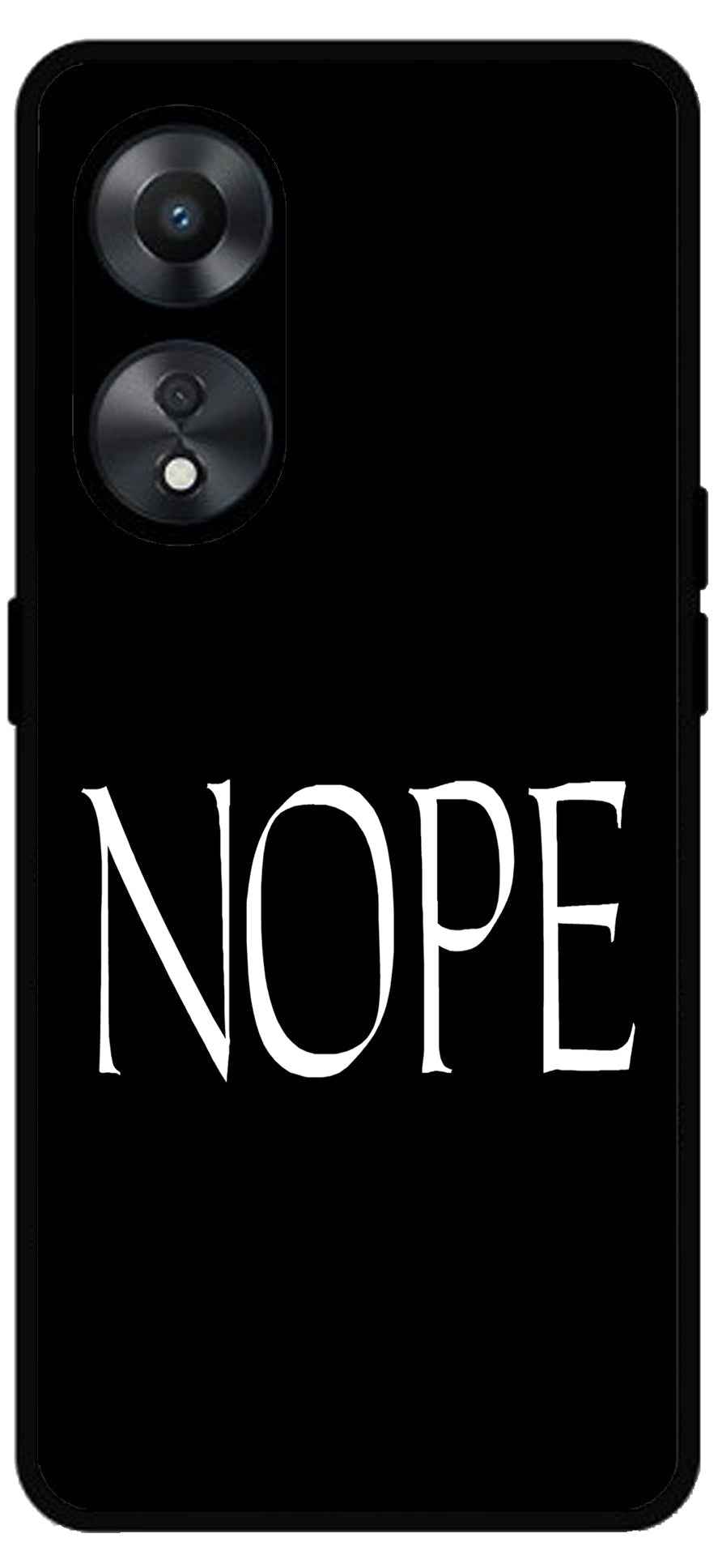 Nope Black Design Unbreakable Metal Back Case Mobile Cover with 4 Side Protection and Soft TPU Sides for Oppo a78 5g