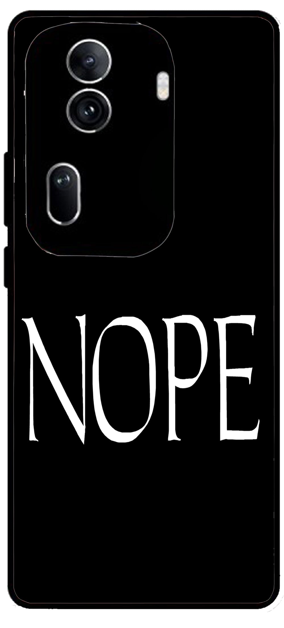 Nope Black Design Unbreakable Metal Back Case Mobile Cover with 4 Side Protection and Soft TPU Sides for Oppo Reno 11 pro