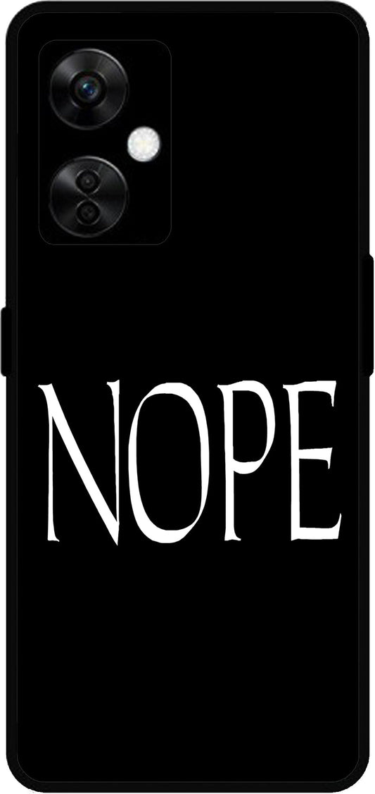 Nope Black Design Unbreakable Metal Back Case Mobile Cover with 4 Side Protection and Soft TPU Sides for OnePlus Nord CE3 Lite