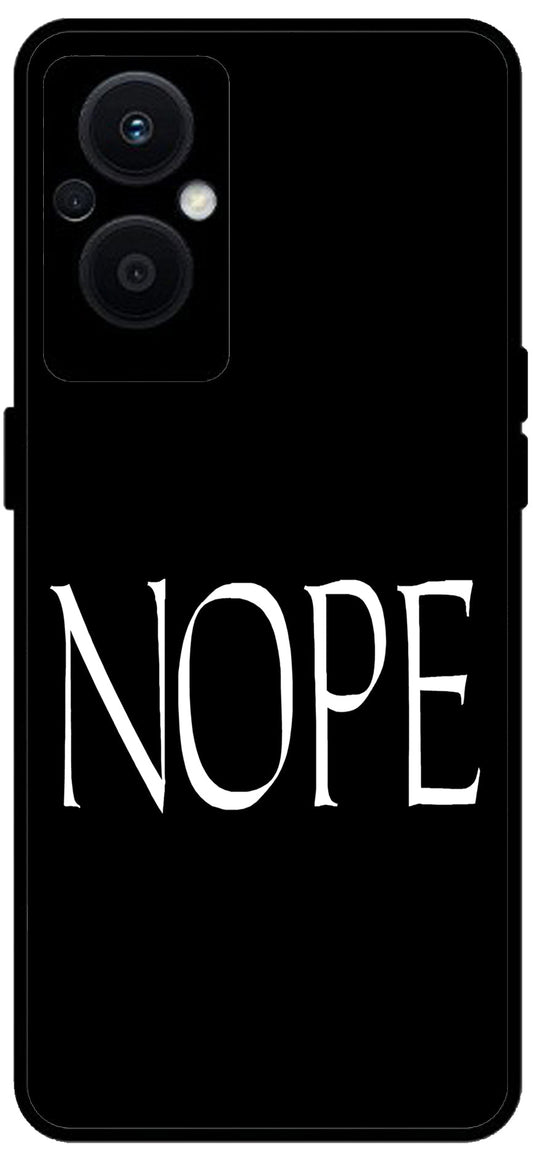 Nope Black Design Unbreakable Metal Back Case Mobile Cover with 4 Side Protection and Soft TPU Sides for OPPO F21 PRO 5G