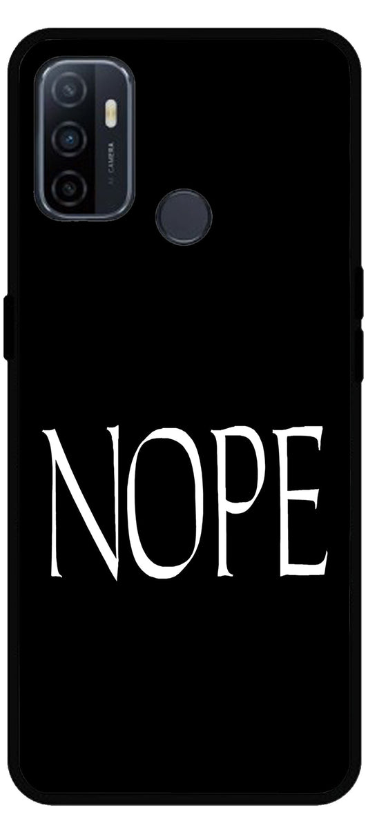 Nope Black Design Unbreakable Metal Back Case Mobile Cover with 4 Side Protection and Soft TPU Sides for Oppo A53