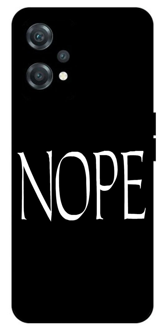 Nope Black Design Unbreakable Metal Back Case Mobile Cover with 4 Side Protection and Soft TPU Sides for oneplus nord ce 2 lite 5g